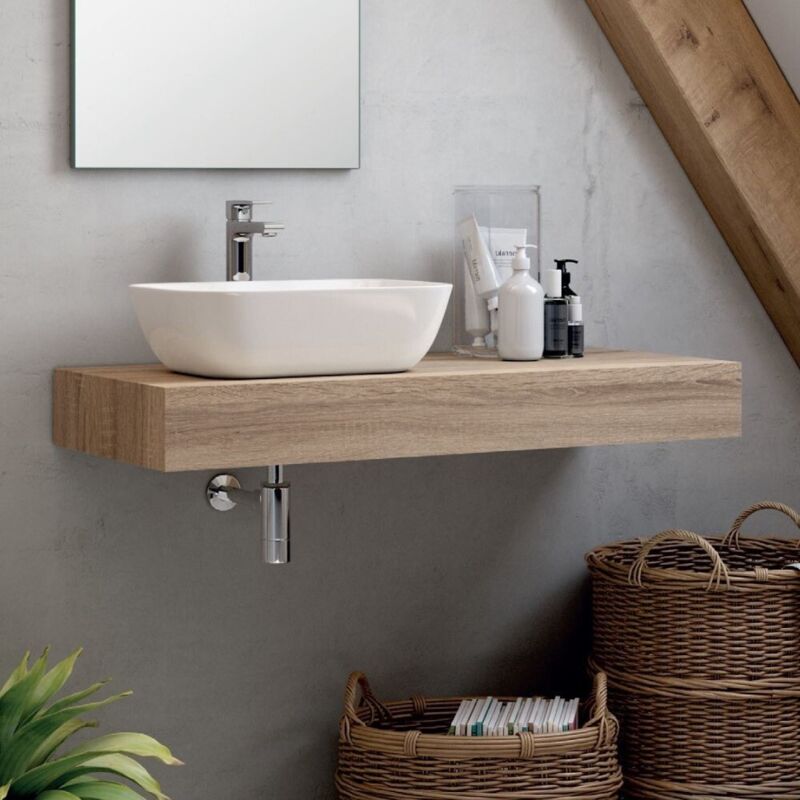 Étagère Ely en chêne cambrian pour lavabo 120x45x12