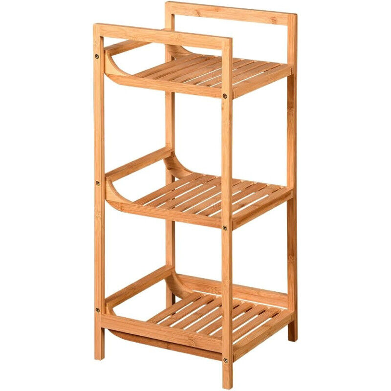 Étagère en bambou FSC à 3 niveaux - 30 x 30 x 70 cm - rangement salle de bain, cuisine ou séjour - Livraison gratuite