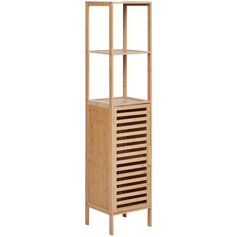 Etagère en Bambou Minimaliste Salle de Bain Rangement Porte Bois Clair Owasso