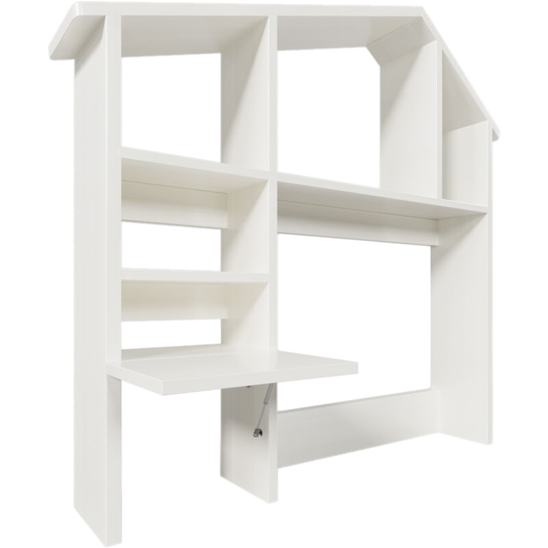 Étagère en bois avec étagère et espace de rangement, adaptée aux enfants et adolescents, avec tablette de chevet rabattable hydrauliquement et