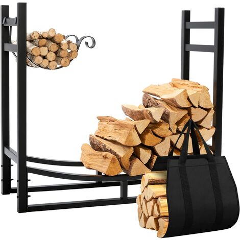 étagère en Bois de Chauffage étagère en Métal pour Bois de Cheminée intérieur/extérieur 84 x 33 x 76 cm Noir