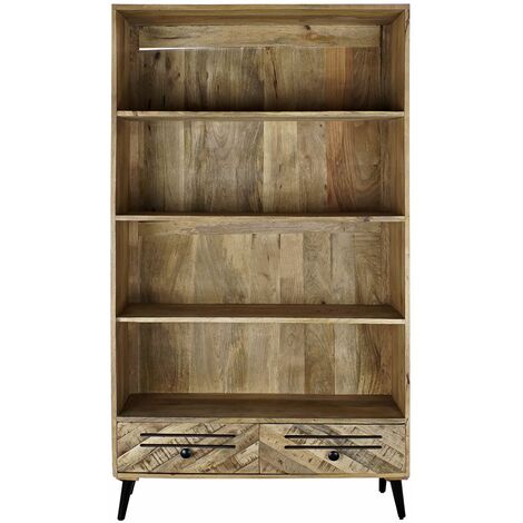 Etagère en bois de manguier et métal coloris Marron foncé/ noir - Longueur 100 x profondeur 40 x hauteur 180 cm -PEGANE-