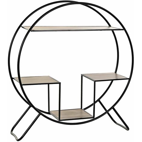 Étagère en bois de sapin et métal coloris noir / naturel - Longueur 90 x profondeur 30 x hauteur 100 cm - PEGANE -