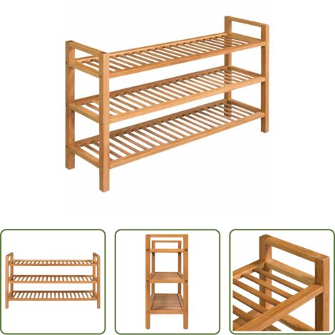 Étagère en bois -  Étagère à chaussures avec 3 étagères 100x27x60 cm Chêne massif