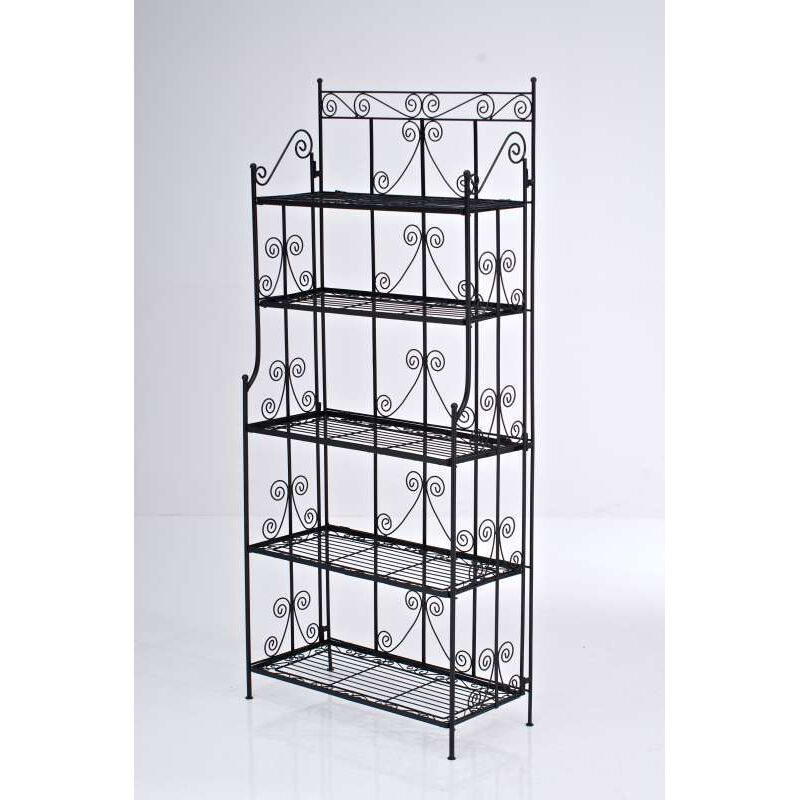 CLP – Étagère en fer forgé Ciara noir – Hauteur 173 cm – 5 étagères pour plantes et livres – Installation rapide et facile