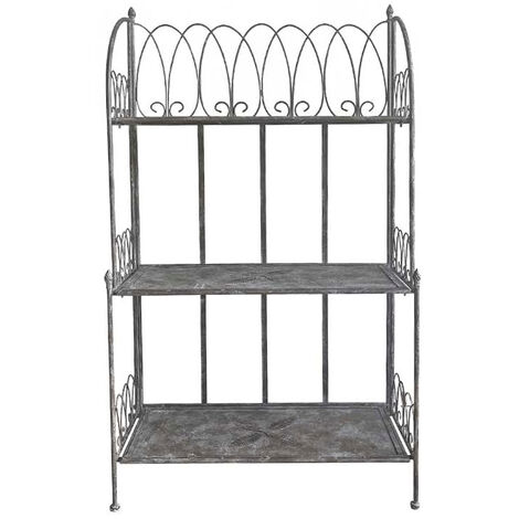 Etagère en fer gris arabesque 67x33x114cm