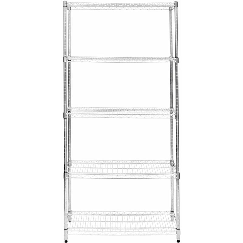 Kukoo - Etagère en Fil d'Acier Chromé 1000KG - 45 x 90 x 180cm - Pied de Nivellement - Rangement Garage, Cuisine, Atelier, Entrepôt, Organisation