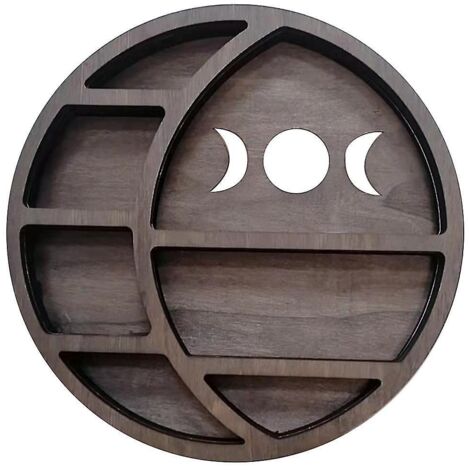 Étagère en forme de croissant de lune pour cristaux, décoration murale phase de lune pour chambre, décoration murale lune en bois D