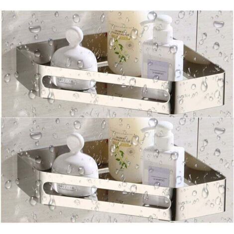 Étagère en forme de losange noir pour salle de bain cadre d'angle solide épaissi en forme de losange monocouche 2 pièces