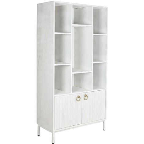 Etagère en manguier et métal coloris blanc - Longueur 90 x Profondeur 40 x Hauteur 180 cm -PEGANE-
