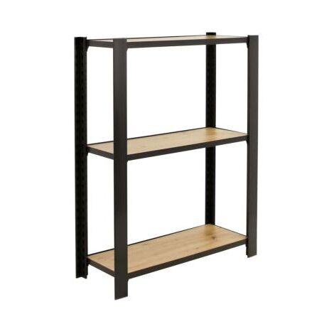 Étagère en métal anthracite chêne 3 étagères 200 kgs dim.1000x2400x300mm sans vis