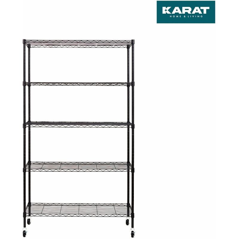 Karat - tagère en métal avec roulettes Maya 5 Étagères 89 x 34 x 150 cm Noir