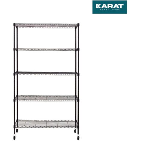 Étagère en métal avec roulettes Maya  5 Étagères 89 x 34 x 150 cm Noir   Charge Max : 120 kg