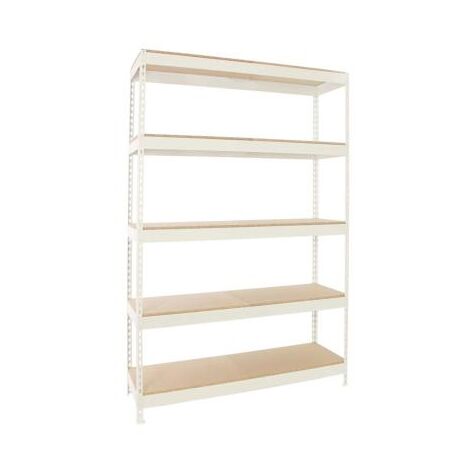 Étagère en métal blanc bois étagères charge 300 kgs dim.2000x1000x450mm sans vis