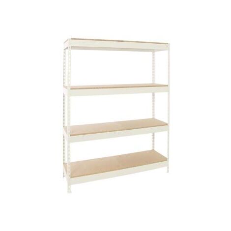 Étagère en métal blanc bois étagères charge 300 kgs dim.2000x1200x450mm sans vis