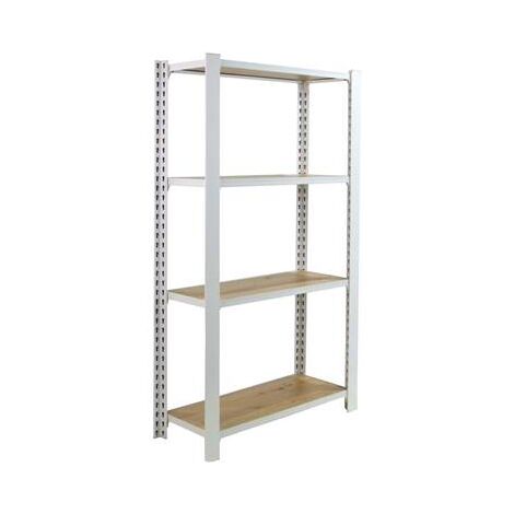 Étagère en métal blanc nodi 4 étagères charge 200 kgs dim.1500x2400x300mm sans vis