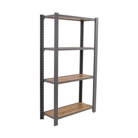 Étagère en métal gris nodi 4 étagères charge 200 kgs dim.1500x1600x300mm sans vis