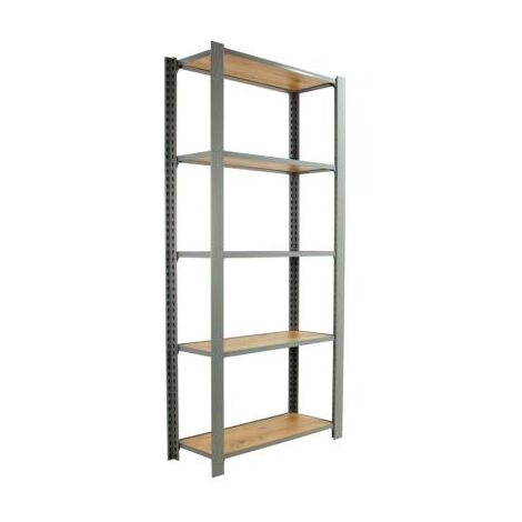 Étagère en métal gris nodi 5 étagères charge 200 kgs dim.2100x1600x300mm sans vis