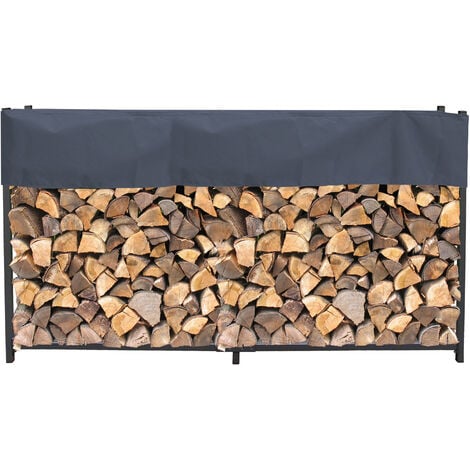 Étagère en métal pour Bois de cheminée avec Housse Gris Anthracite 200 x 25 x 115 cm Épaisseur 0,8 m