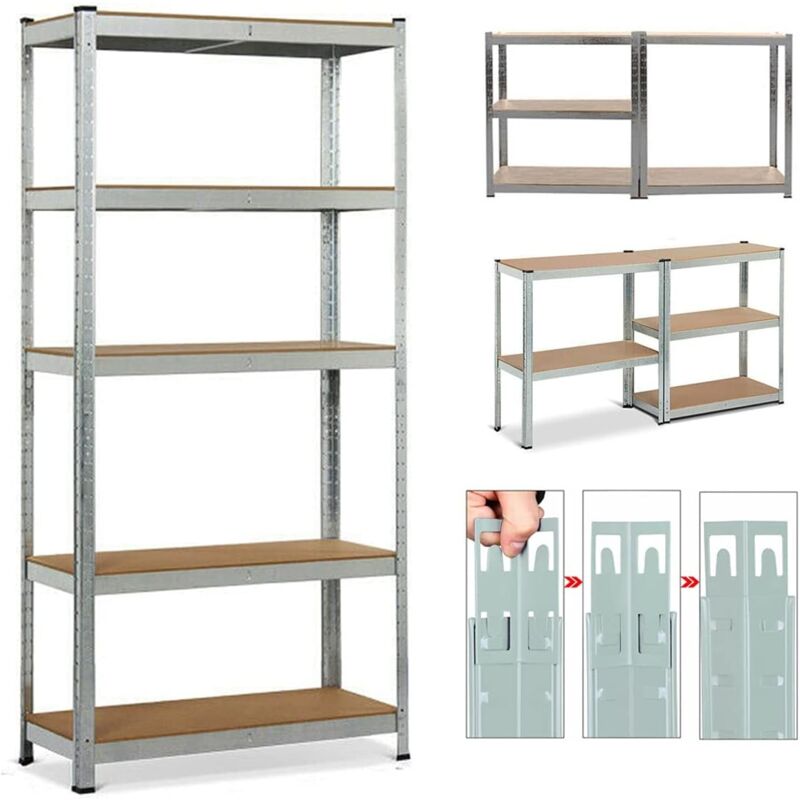 Lucn - tagère en métal pour Charges Lourdes - 180 x 90 x 40 cm - Capacité de Charge : 875 kg - 5 étagères réglables