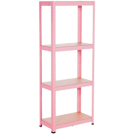 REGALOS MIGUEL Etagère en métal rose avec 4 étagères réglables 148x60x30cm 240Kg 7house