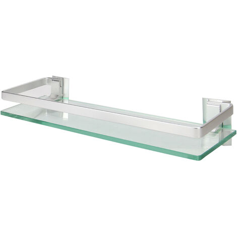 main image of "Étagère en verre trempé avec Rail d'aluminium | M & W 1 Niveau - Multi"
