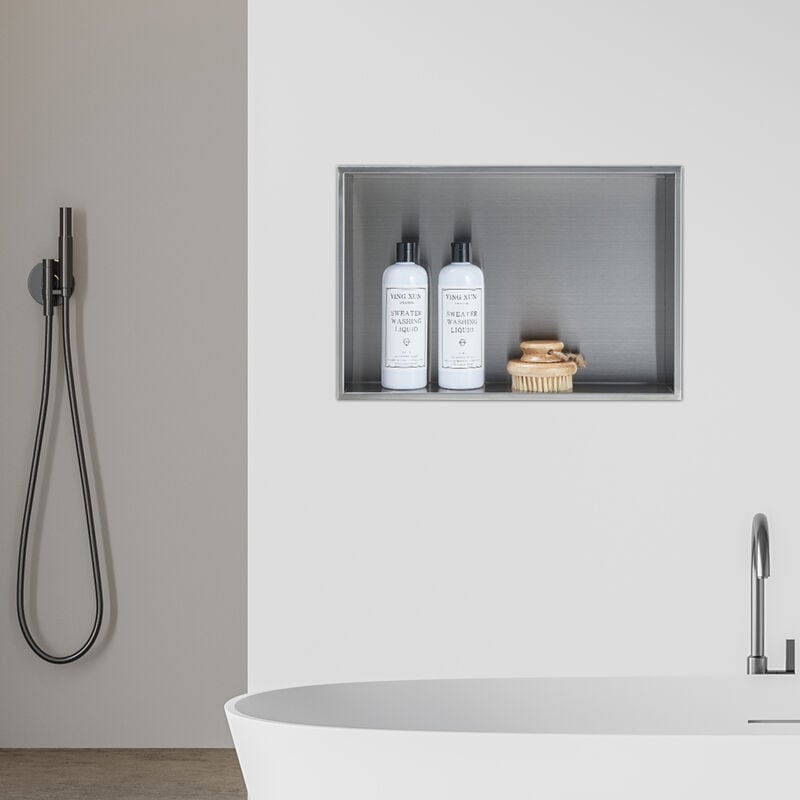 Tagère encastrée Kristinehamn acier inoxydable 47 x 32 x 10 cm argenté mat [neu.haus]