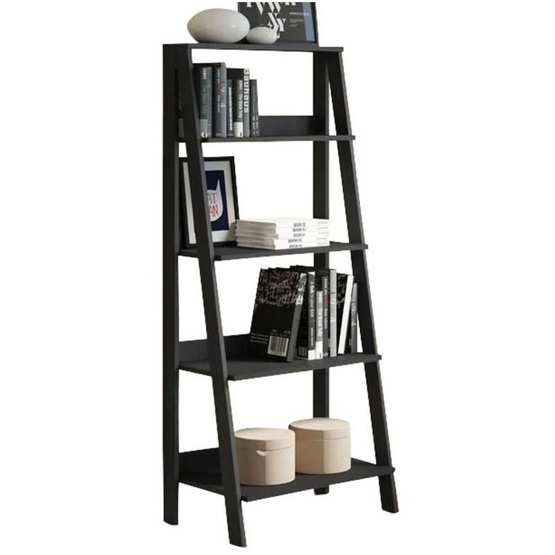 Beaux Meubles Pas Chers - Etagère Escalier 4 Niches Noire Largeur 61 Hauteur 140.3 Profondeur 40 cm