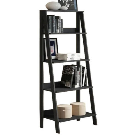 Etagère Escalier 4 Niches Noire Largeur 61 Hauteur 140.3 Profondeur 40 cm