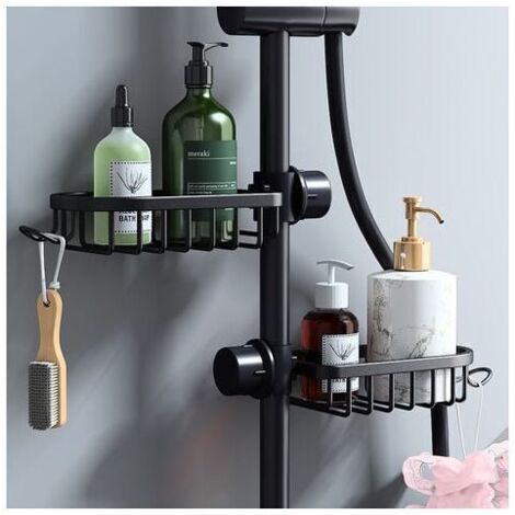 Etagère et rangement de douche-Lot de 2 Étagère Douche Sans Percage Inox, Stainless Steel Faucet Rack for Soap, Shampoo, Shower Caddy Shelf，Scrubbers--