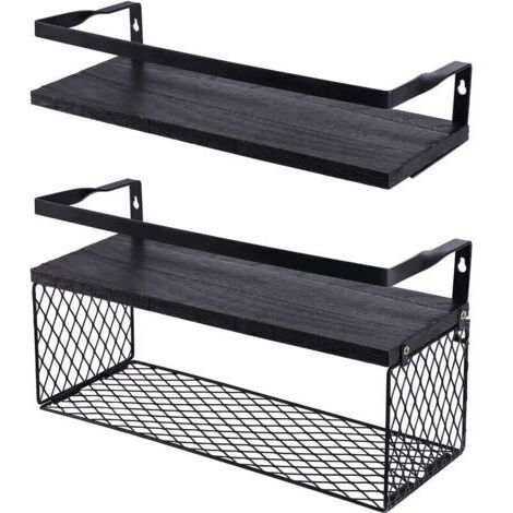Etagère et rangement de douche,Promotion Étagères flottantes avec panier de rangement en fil métallique, étagères de salle de bains au-dessus des toilettes avec garde-corps en métal Etagère et rangeme