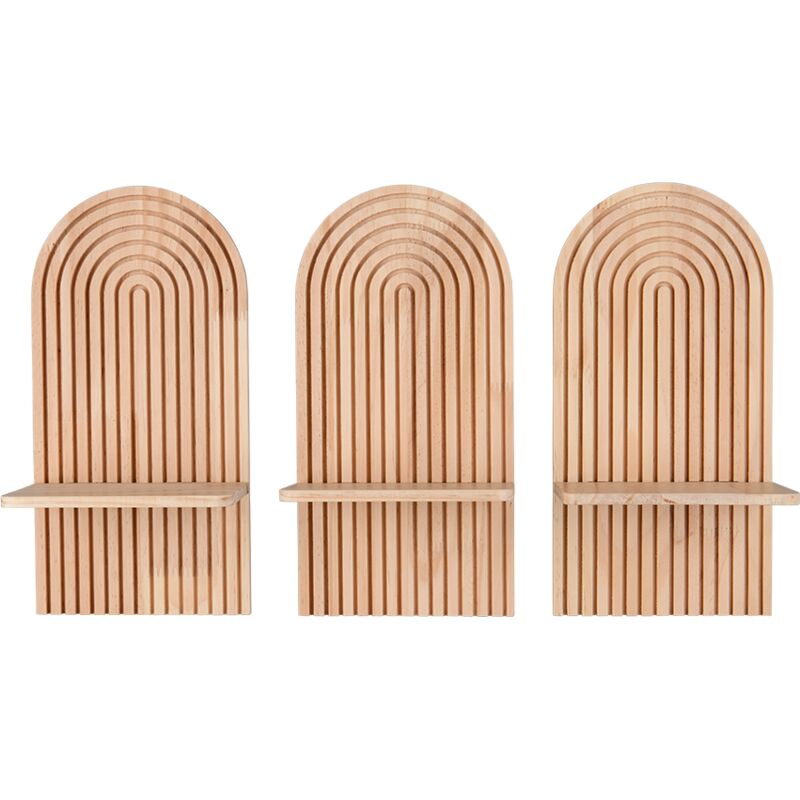 Étagère, Étagères murales ELEA, lot de 3 Marron en Wood, BOITE A DESIGN