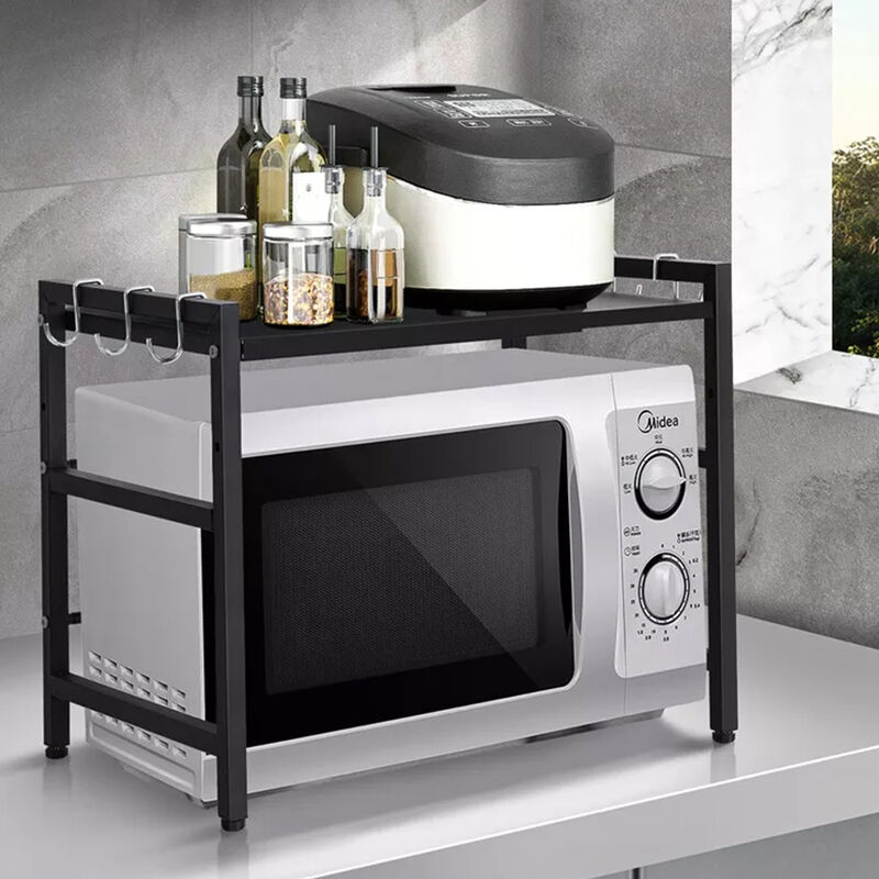 Tagère Extensible à 2 Niveaux Four à Micro Ondes Haloyo pour accrocher Vos ustensiles de Cuisine,noir