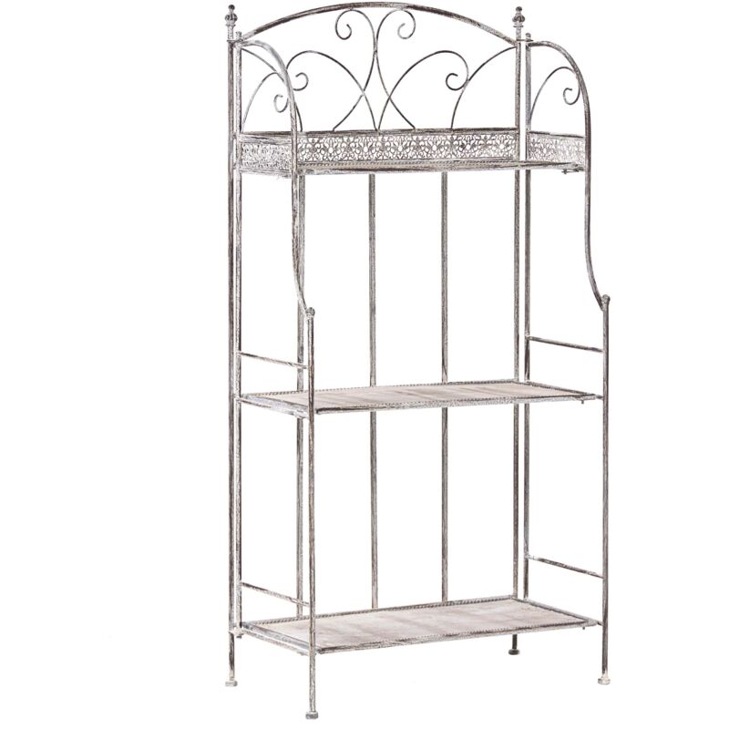 Étagère de Jardin à Plantes en Métal Rangement Intérieur Salle de Bain Gris Villadose
