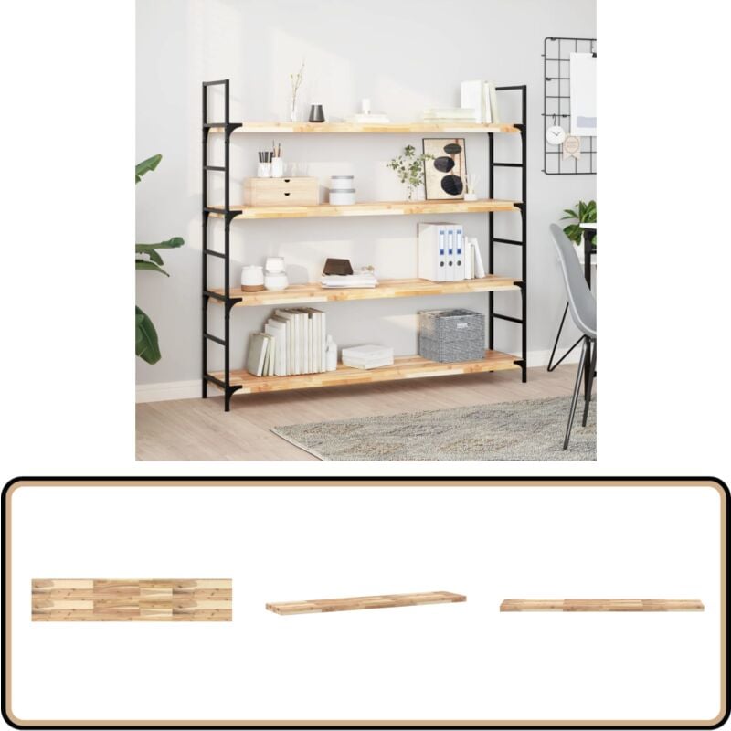 Tagère flottante 120x30x4 cm bois d'acacia massif non traité - Etagere Murale - Étagère Bois - Étagère Flottante - Meuble Déco - Rangement Mural