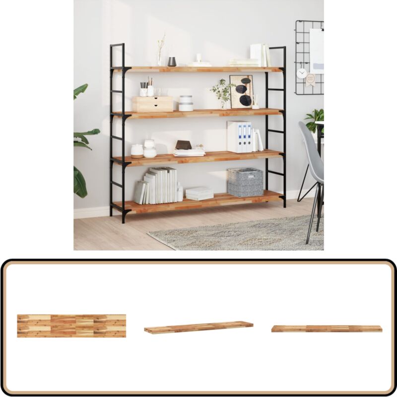 Tagère flottante 140x30x4 cm acacia massif finition à l'huile - Etagere Murale - Étagère Flottante - Bibliothèque Murale - Rangement Mural