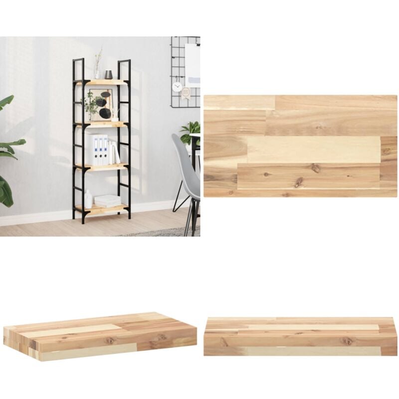 Tagère flottante 60x20x4 cm bois d'acacia massif non traité - Etagere Murale - Étagère Bois - Étagère Décorative - Rangement Mural - Meuble Déco