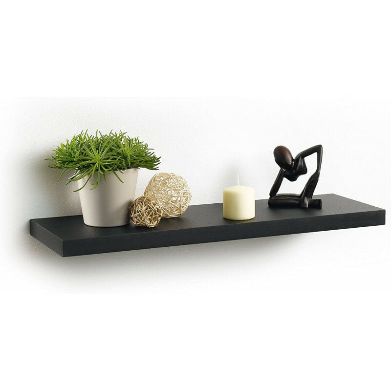 Homea - Etagère flottante en bois - Noir - l 75 x l 22,8 cm - Livraison gratuite