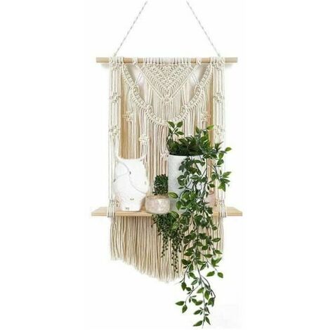 Étagère flottante en bois pour jardinière murale décorative en dentelle faite à la main, type B de suspension pour plantes en corde économiser de l'espace