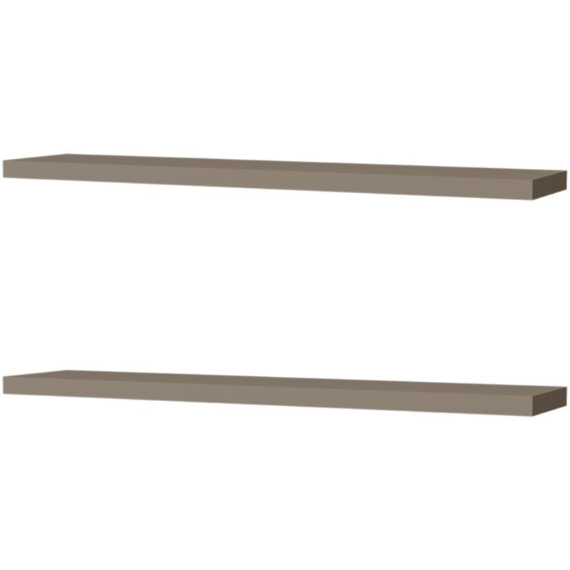 Tuhome Concept - Etagère flottante en mélamine taupe avec 2 étagères , 3.8 cm x 120 cm x 25 cm