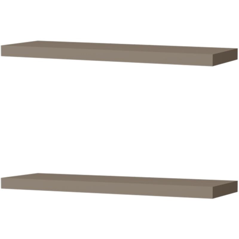 Tuhome Concept - Etagère flottante en mélamine taupe avec 2 étagères , 3.8 cm x 80 cm x 25 cm