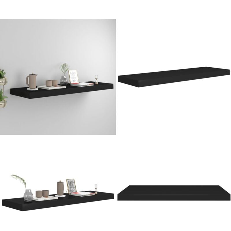 Tagère flottante murale noir 80x23,5x3,8 cm mdf - Étagère Murale - Étagère Flottante - Décoration Murale - Rangement Mural - Meuble Design - Home &