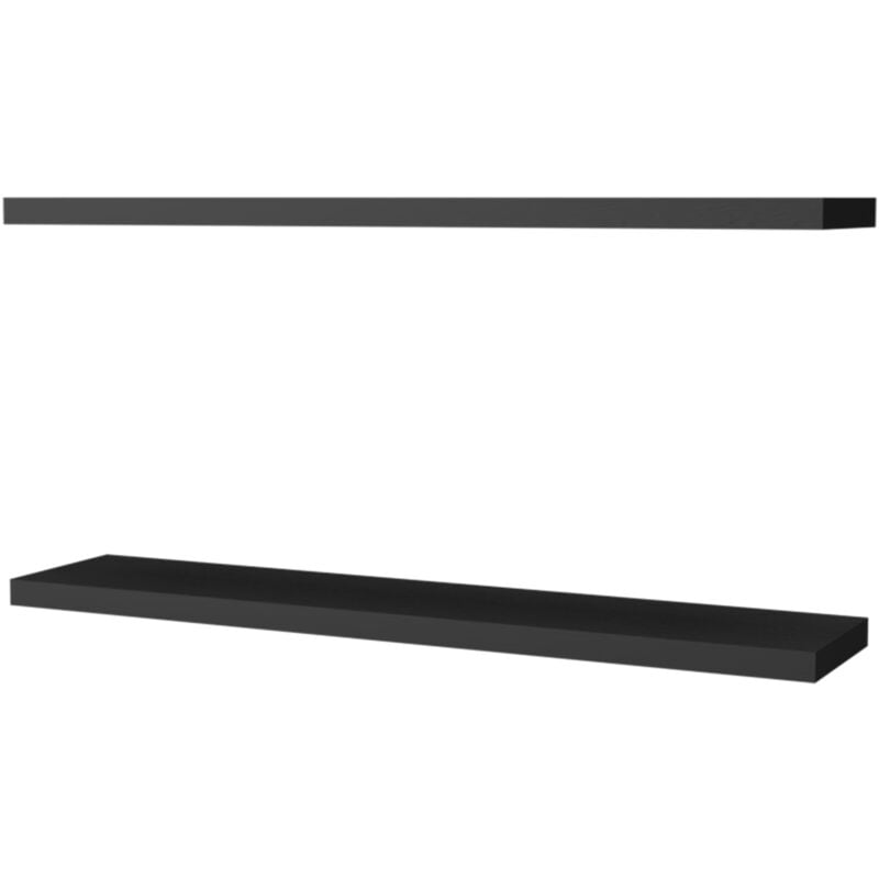 Tuhome Concept - Etagère flottante noire en mélamine avec 2 étagères, 3.8 cm x 120 cm x 25 cm