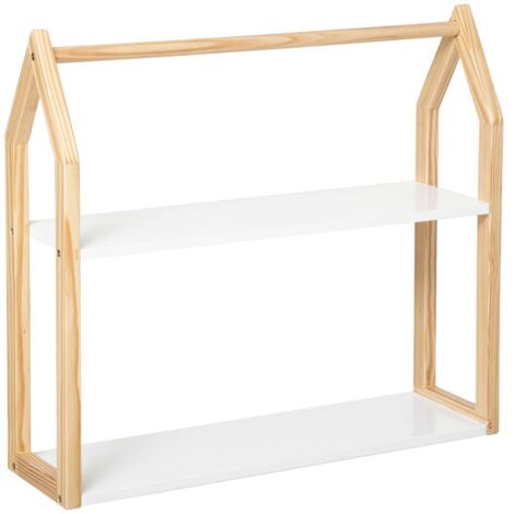 Étagère Forme Maison En Bois Pour Chambre D'enfant H 51 Cm