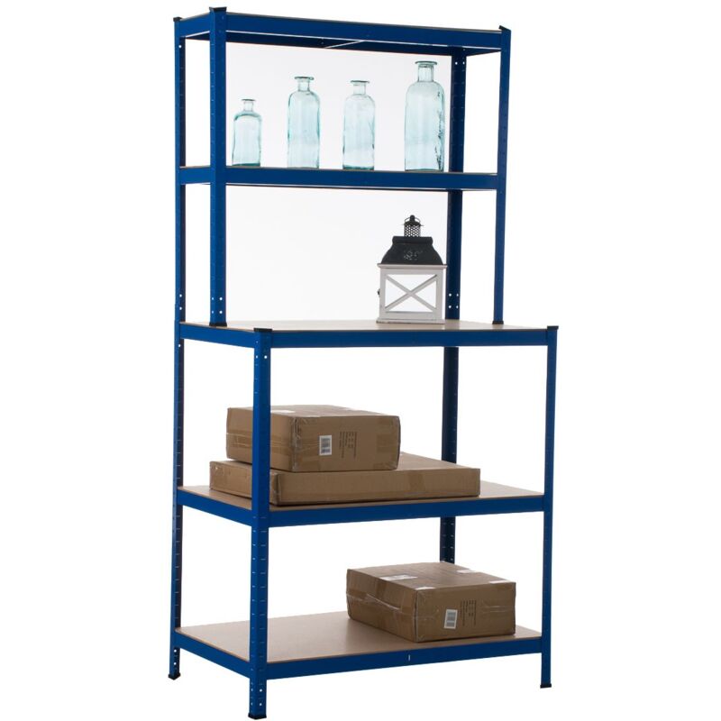 Etagère galvanisée établi pour charges lourdes en métal 5 niveaux bleu ETA10035