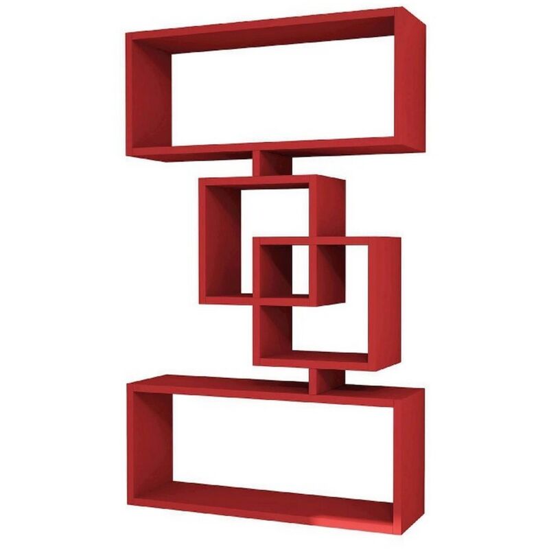 Epikasa - tagère Gloria, Panneau Aggloméré Mélaminé, Rouge, 70x22x117 cm