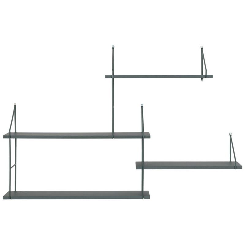 Tagère Harlem, Métal, Bois, Vert, 17,5x99x62 cm