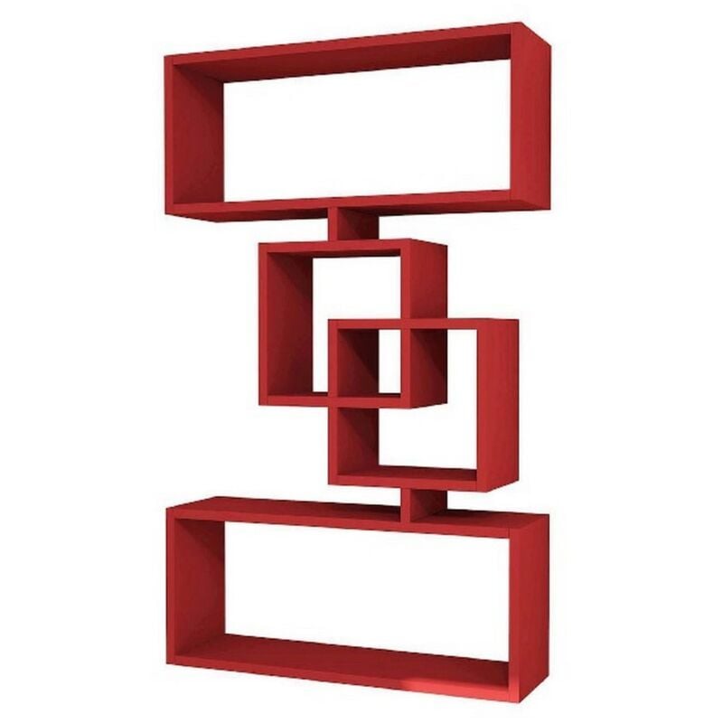 Homemania - tagère Harmony, Panneau Aggloméré Mélaminé, Rouge, 70x22x117 cm