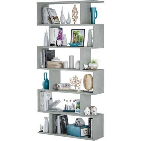 Étagère haute Athena pour salle à manger, couloir, décoration, couleur blanc, chêne canadien ou ciment, 80 x 192 x 24 cm