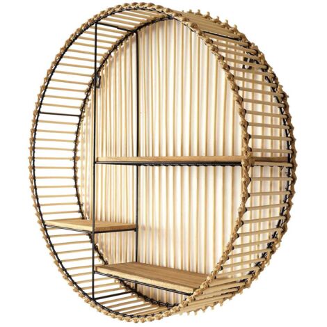 Etagere - Home Deco Factory - Java - Ronde - Compartimentée - Noir Et Beige